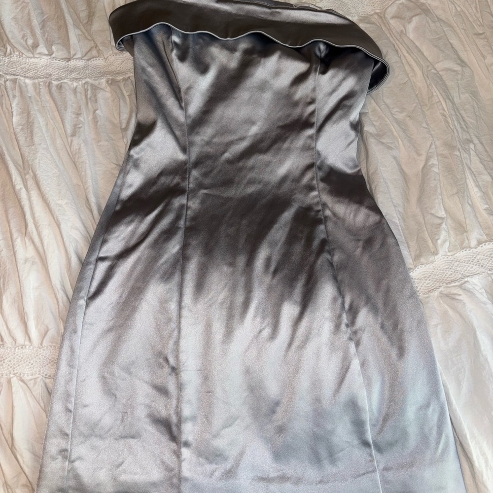 Aritzia Silver Sheath Strapless Dress Cocktail